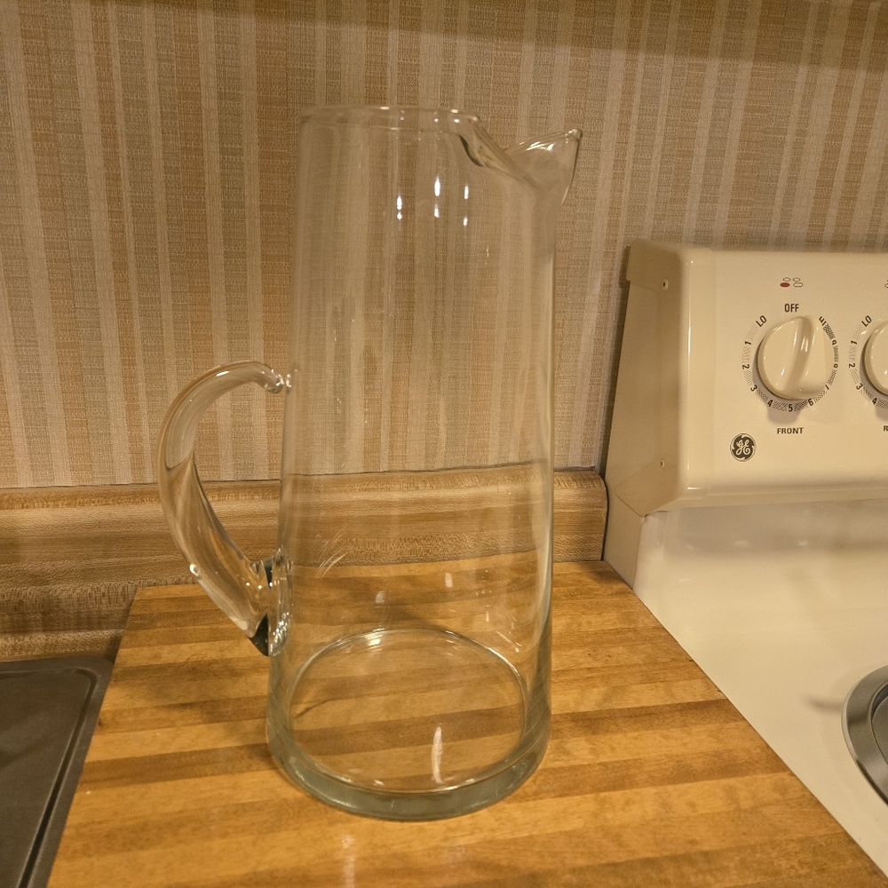 Hand blown glass pitcher